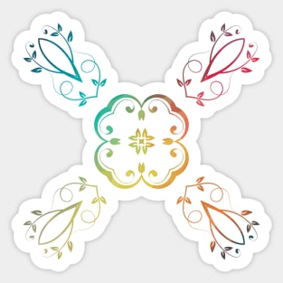 Rainbow abstract flower design 10 Sticker